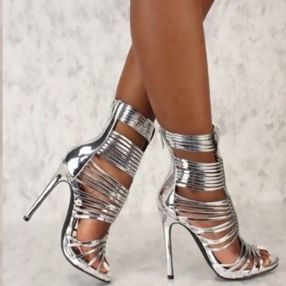 peep toe caged heels